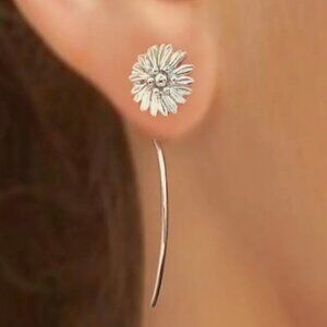 Silver Tone Chrysanthemum Earrings, Very Unique, Interesting, and Cute!